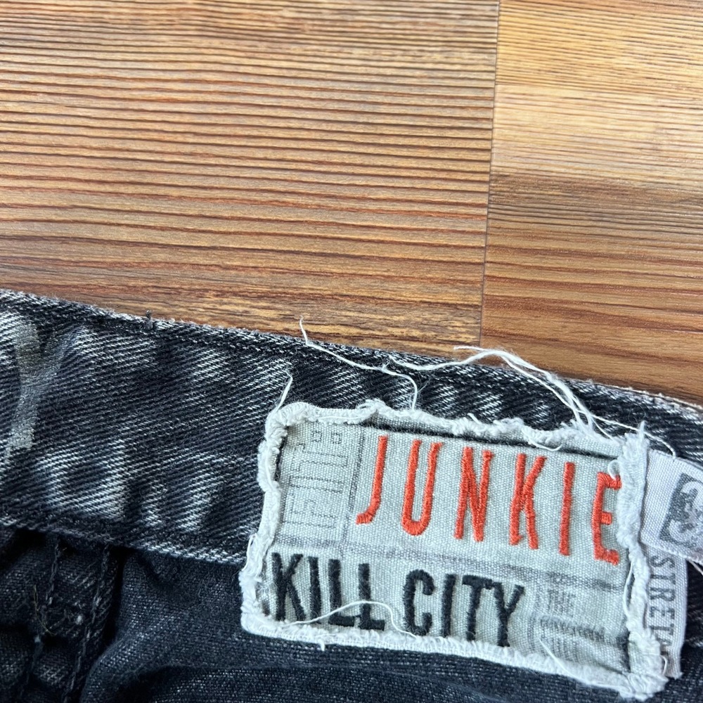 Kill City Lip Service Junkie Jeans Mens Black Acid Wash Slim Punk Made in USA 32 - Picture 12 of 16